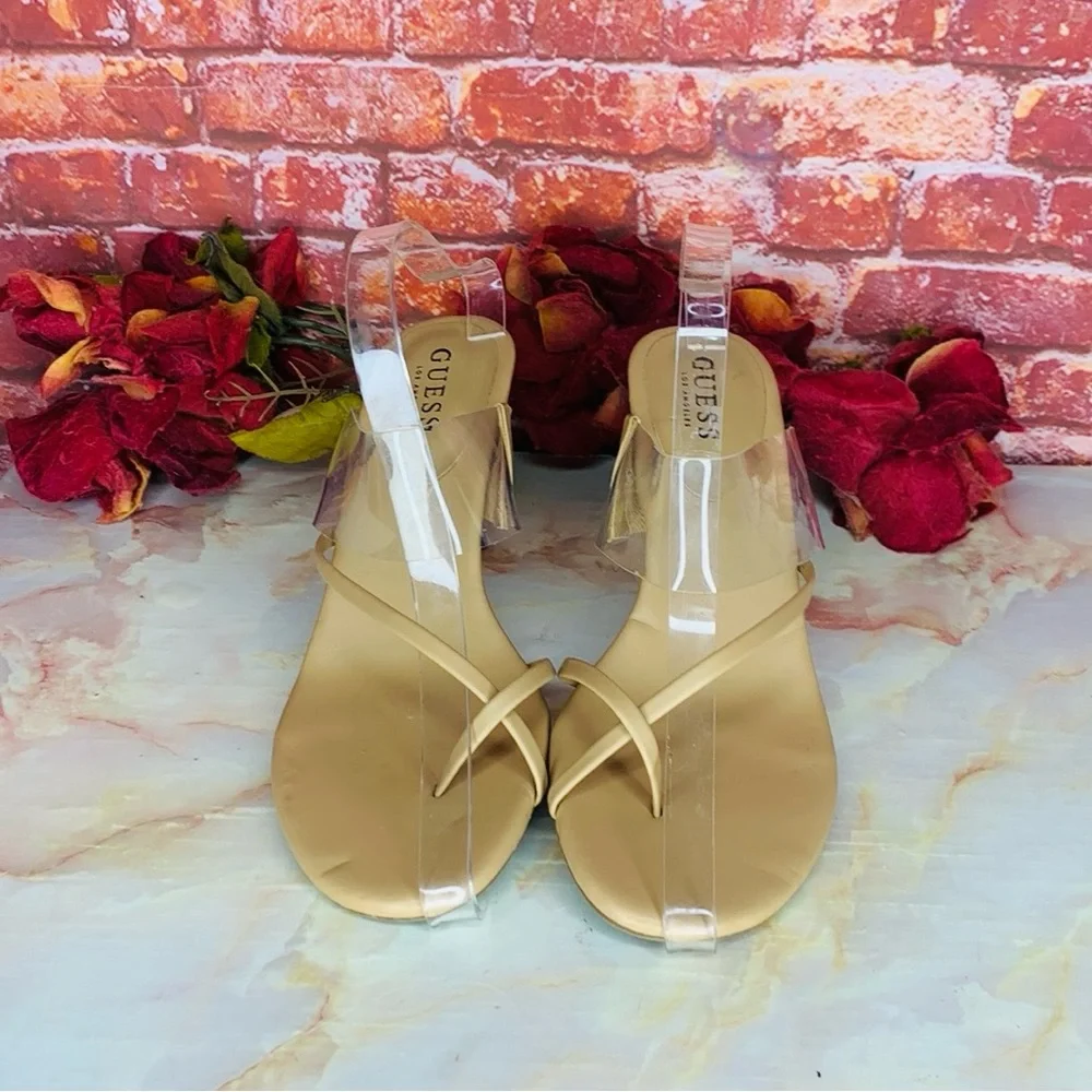 Guess Tan Heeled Slide Kayce Sandals